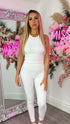 Haley White Ribbed Bum Lift Leggings